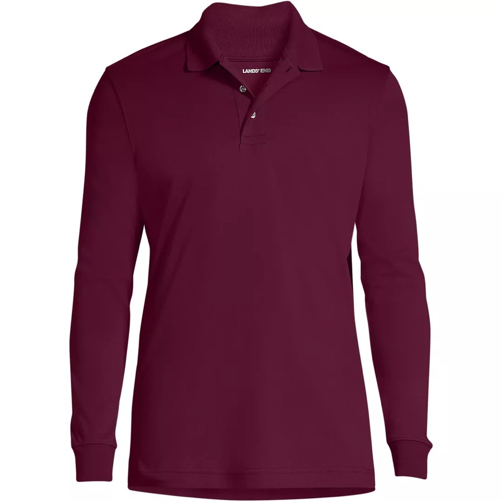 👔 Lands’ End Men’s Burgundy Pima Cotton Long Sleeve Polo 🍷